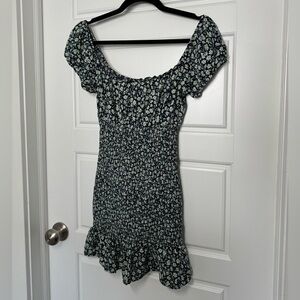 Wild Fable Women's Blue Waffle-Knit Crop Top with Orange Trim Size X-Small